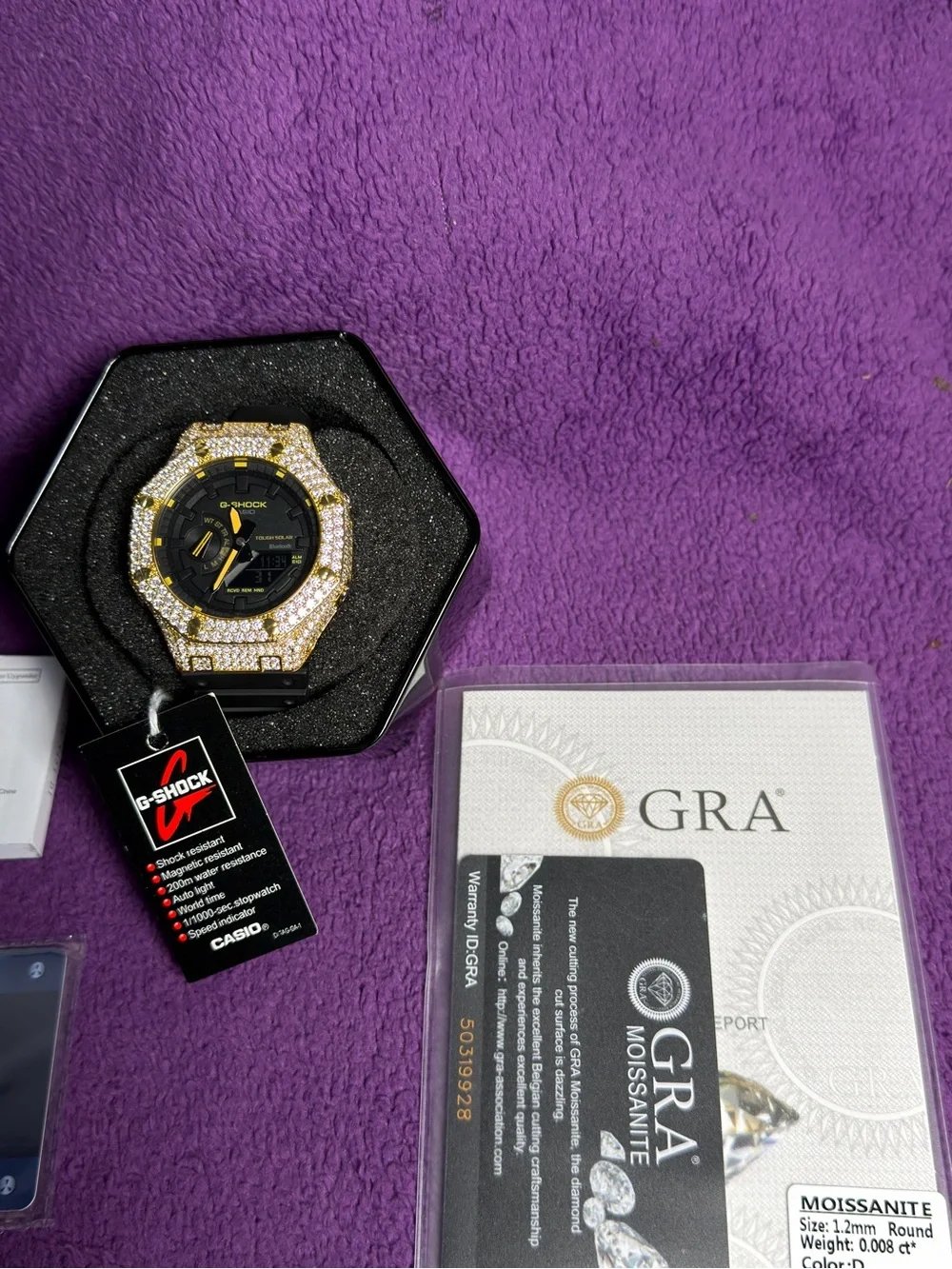Casio G-Shock Black Dial Gold Crystal Bezel Men's Watch
